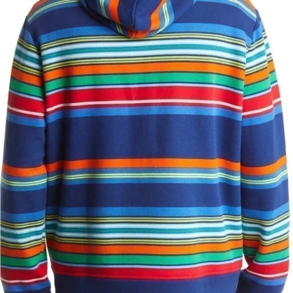 Polo Ralph Lauren Men Rainbow Color Striped Rope Drawstring Fleece Hoodie Size M - Picture 3 of 8
